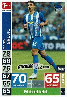 Figurina Marko Grujic - German Fussball Bundesliga 2018-2019. Match Attax - Topps