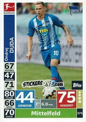 Sticker Ondrej Duda - German Fussball Bundesliga 2018-2019. Match Attax n. 375 - Topps