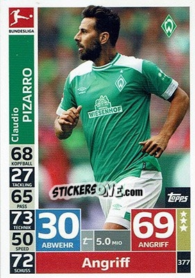 Cromo Claudio Pizarro - German Fussball Bundesliga 2018-2019. Match Attax - Topps