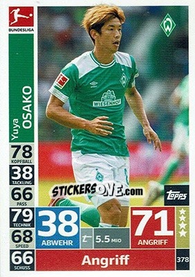Sticker Yuya Osako - German Fussball Bundesliga 2018-2019. Match Attax n. 378 - Topps