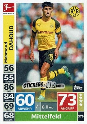 Sticker Mahmoud Dahoud - German Fussball Bundesliga 2018-2019. Match Attax n. 379 - Topps