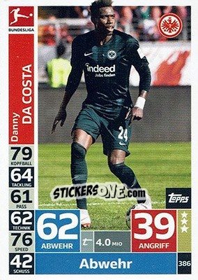 Sticker Danny Da Costa - German Fussball Bundesliga 2018-2019. Match Attax - Topps