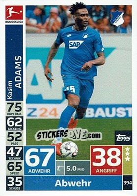 Sticker Kasim Adams - German Fussball Bundesliga 2018-2019. Match Attax n. 394 - Topps