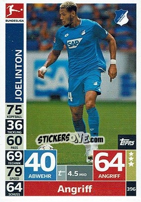 Sticker Joelinton - German Fussball Bundesliga 2018-2019. Match Attax n. 396 - Topps