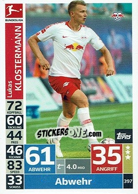 Sticker Lukas Klostermann - German Fussball Bundesliga 2018-2019. Match Attax n. 397 - Topps