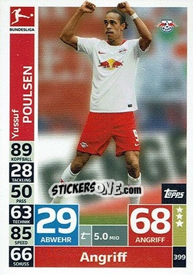 Sticker Yussuf Poulsen - German Fussball Bundesliga 2018-2019. Match Attax n. 399 - Topps