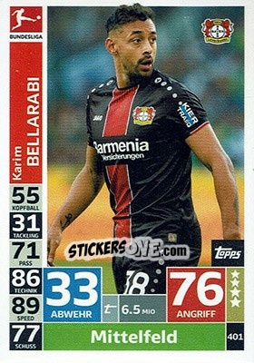 Cromo Karim Bellarabi - German Fussball Bundesliga 2018-2019. Match Attax - Topps