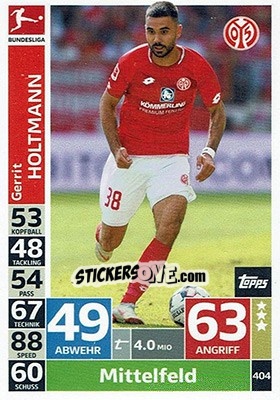 Sticker Gerrit Holtmann - German Fussball Bundesliga 2018-2019. Match Attax n. 404 - Topps