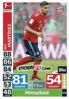 Figurina Javi Martinez - German Fussball Bundesliga 2018-2019. Match Attax - Topps