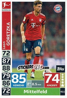 Sticker Leon Goretzka - German Fussball Bundesliga 2018-2019. Match Attax n. 411 - Topps