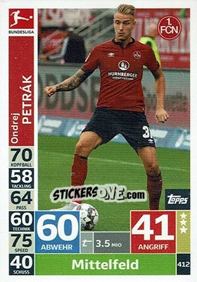 Sticker Ondrej Petrak - German Fussball Bundesliga 2018-2019. Match Attax - Topps