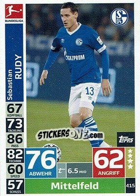 Sticker Sebastian Rudy - German Fussball Bundesliga 2018-2019. Match Attax n. 415 - Topps