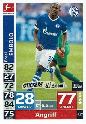 Sticker Breel Embolo - German Fussball Bundesliga 2018-2019. Match Attax n. 417 - Topps
