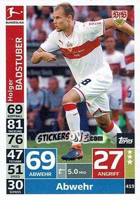 Sticker Holger Badstuber - German Fussball Bundesliga 2018-2019. Match Attax n. 419 - Topps