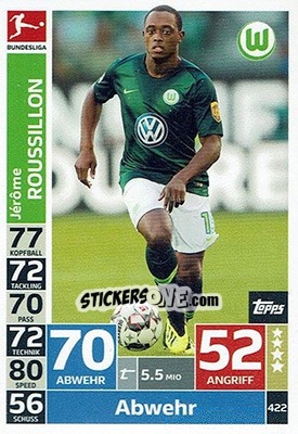 Sticker Jerome Roussillon - German Fussball Bundesliga 2018-2019. Match Attax n. 422 - Topps