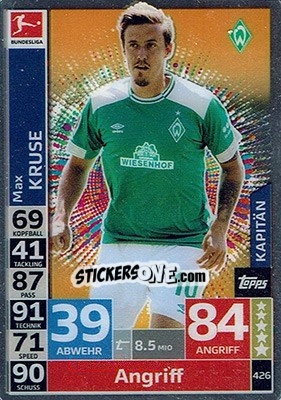 Sticker Max Kruse - German Fussball Bundesliga 2018-2019. Match Attax n. 426 - Topps