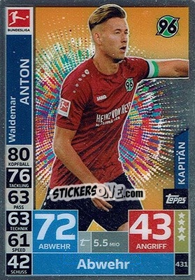 Sticker Waldemar Anton - German Fussball Bundesliga 2018-2019. Match Attax n. 431 - Topps