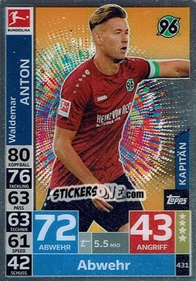 Figurina Waldemar Anton - German Fussball Bundesliga 2018-2019. Match Attax - Topps