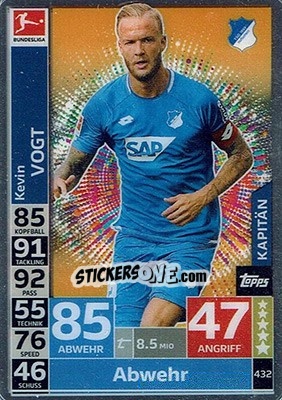 Sticker Kevin Vogt - German Fussball Bundesliga 2018-2019. Match Attax n. 432 - Topps