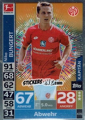 Sticker Niko Bungert - German Fussball Bundesliga 2018-2019. Match Attax n. 435 - Topps