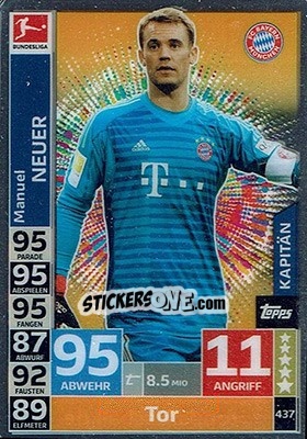 Sticker Manuel Neuer - German Fussball Bundesliga 2018-2019. Match Attax n. 437 - Topps