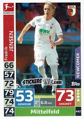 Sticker Fredrik Jensen - German Fussball Bundesliga 2018-2019. Match Attax - Topps