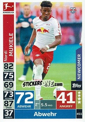 Cromo Nordi Mukiele - German Fussball Bundesliga 2018-2019. Match Attax - Topps