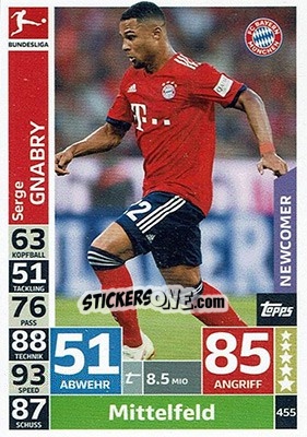 Cromo Serge Gnabry - German Fussball Bundesliga 2018-2019. Match Attax - Topps