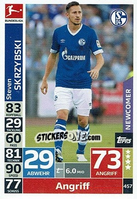 Cromo Steven Skrzybski - German Fussball Bundesliga 2018-2019. Match Attax n. 457 - Topps