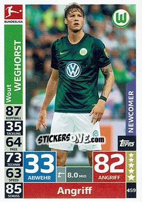 Sticker Wout Weghorst - German Fussball Bundesliga 2018-2019. Match Attax - Topps