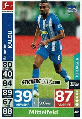 Sticker Salomon Kalou - German Fussball Bundesliga 2018-2019. Match Attax n. 461 - Topps
