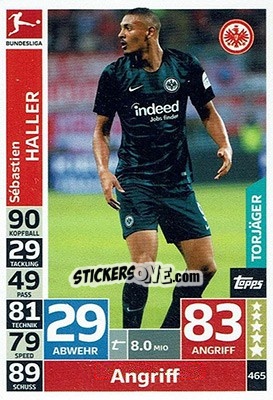 Sticker Sebastien Haller - German Fussball Bundesliga 2018-2019. Match Attax - Topps