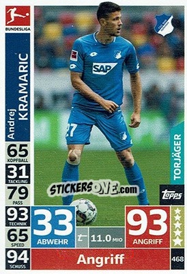 Cromo Andrej Kramaric - German Fussball Bundesliga 2018-2019. Match Attax - Topps