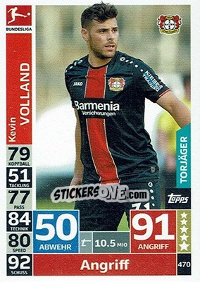 Sticker Kevin Volland - German Fussball Bundesliga 2018-2019. Match Attax n. 470 - Topps
