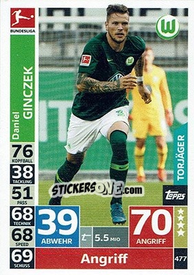 Figurina Daniel Ginczek - German Fussball Bundesliga 2018-2019. Match Attax - Topps