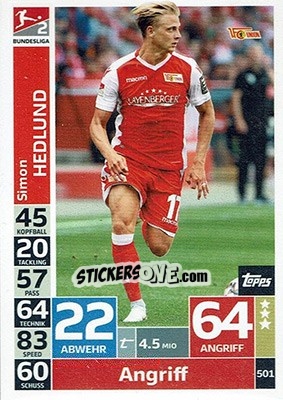 Figurina Simon Hedlund - German Fussball Bundesliga 2018-2019. Match Attax - Topps