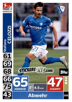 Sticker Stefano Celozzi - German Fussball Bundesliga 2018-2019. Match Attax n. 506 - Topps