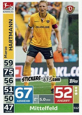 Sticker Marco Hartmann - German Fussball Bundesliga 2018-2019. Match Attax - Topps