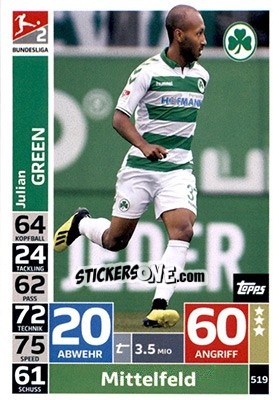 Sticker Julian Green - German Fussball Bundesliga 2018-2019. Match Attax n. 519 - Topps