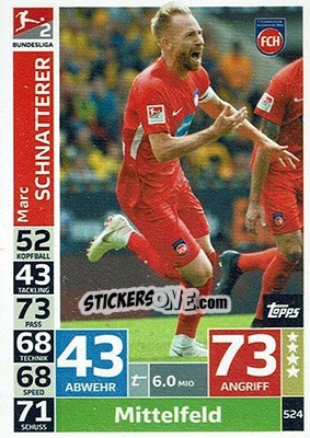 Sticker Marc Schnatterer - German Fussball Bundesliga 2018-2019. Match Attax - Topps