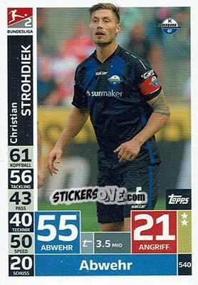 Sticker Christian Strohdiek - German Fussball Bundesliga 2018-2019. Match Attax - Topps