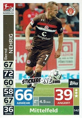 Cromo Bernd Nehrig - German Fussball Bundesliga 2018-2019. Match Attax - Topps