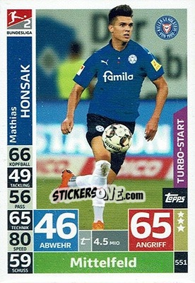 Cromo Mathias Honsak - German Fussball Bundesliga 2018-2019. Match Attax - Topps