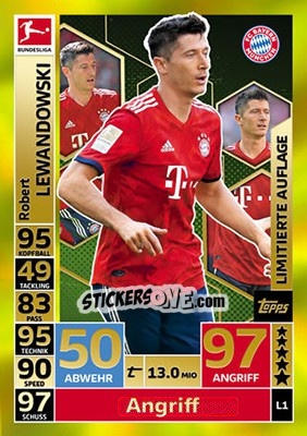 Cromo Robert Lewandowski - German Fussball Bundesliga 2018-2019. Match Attax - Topps