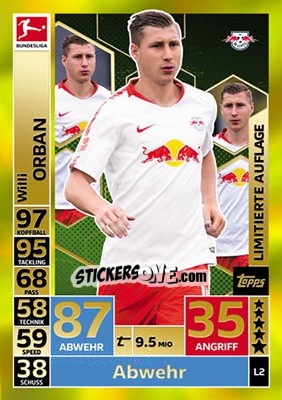 Cromo Willi Orban - German Fussball Bundesliga 2018-2019. Match Attax - Topps