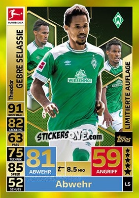 Sticker Theodor Gebre Selassie - German Fussball Bundesliga 2018-2019. Match Attax - Topps