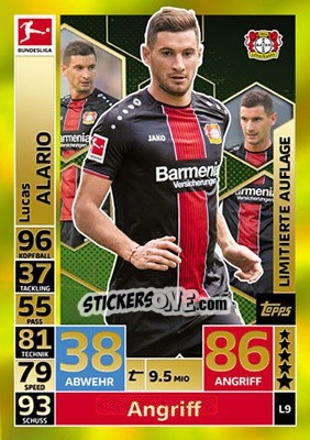 Sticker Lucas Alario - German Fussball Bundesliga 2018-2019. Match Attax n. L9 - Topps