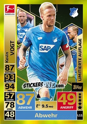 Sticker Kevin Vogt - German Fussball Bundesliga 2018-2019. Match Attax n. L11 - Topps