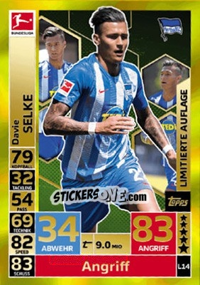 Figurina Davie Selke - German Fussball Bundesliga 2018-2019. Match Attax - Topps