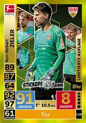 Sticker Ron-Robert Zieler - German Fussball Bundesliga 2018-2019. Match Attax n. L18 - Topps
